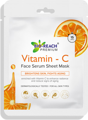 Bio Reach VITAMIN C FACE SERUM SHEET MASK | BRIGHTENS SKIN | FIGHTS AGING |(20 ml)