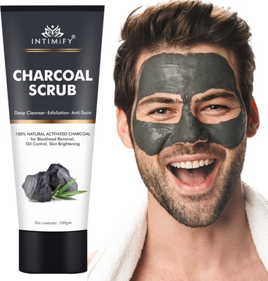INTIMIFY Charcoal Face Scrub For Tan Removal, Reduces Black Heads For Women & Men(100 g)