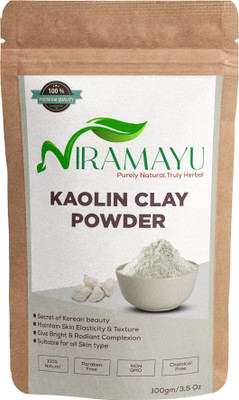 Niramayu Kaolin Clay Powder for Face Pack, Facial Mask and Scrub, Bright Complexion(100 g)