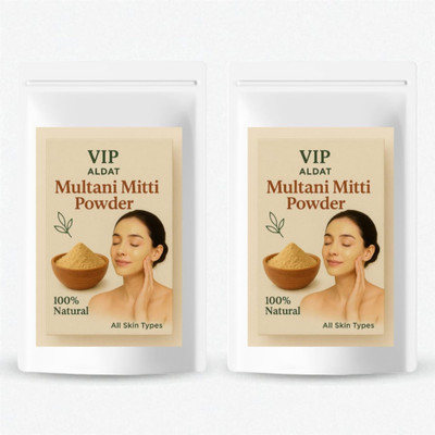 VIP ALDAT Multani Mitti Glow Crystal Shine Herbal Smooth Skin Glow Therapy Pack 2 (2×450g)(900 g)