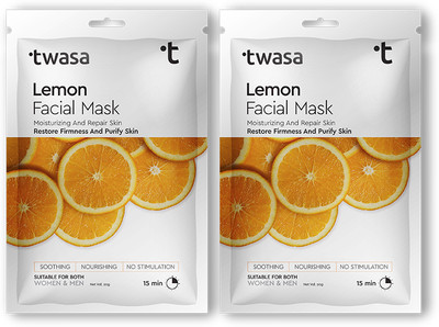 Twasa Lemon Face Sheet Mask For Moisturizing & Repair For All Skin Type(40 g)