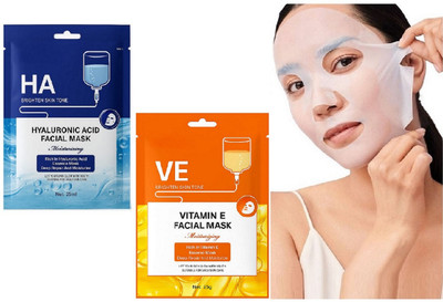 nuvya Hyaluronic Acid & Vitamin E Revitalizing Facial Sheet Mask – Pack of 2(25 ml)