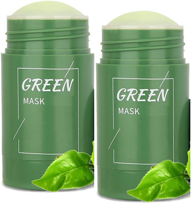 ADJD Natural Green Tea Mask Stick Deep Cleansing Oil Control Anti Acne Moisturizing Refreshing Lazy Solid Mask combo(80 g)