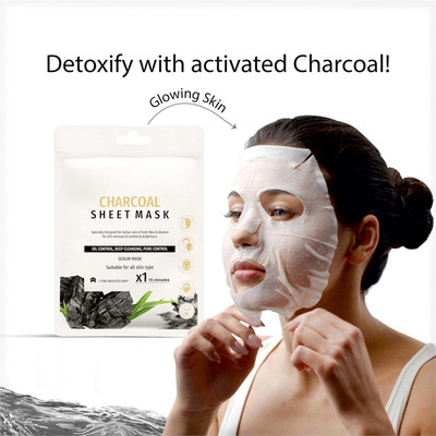 manasona Charcoal Face Sheet Mask With Serum For Women And Men(20 g)