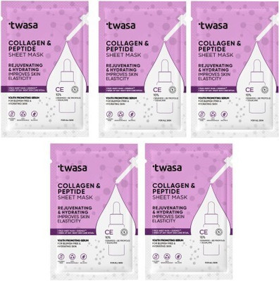 Twasa Collagen & Peptide Serum Face Sheet Mask For Rejuvenating & Hydrating(100 g)