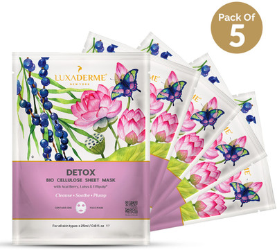 LuxaDerme Bio Cellulose Sheet Mask. Detoxes and repairs skin with premium Effipulp.(125 ml)