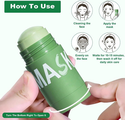 Luipui trending green tea clay mud mask stick for anti acne pimples(40 g)