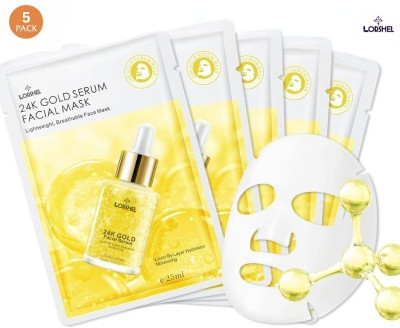 LORSHEL 24 k Gold Face Mask Facial Mask Sheet Reduce Wrinkles(125 ml)