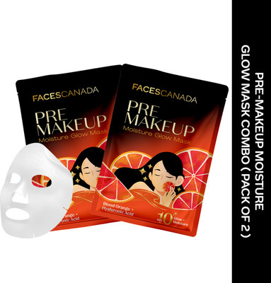 FACES CANADA Pre-Makeup Moisture Glow Mask | Facial - Like Hydrating Sheet Mask | (Pack of 2)(40 g)