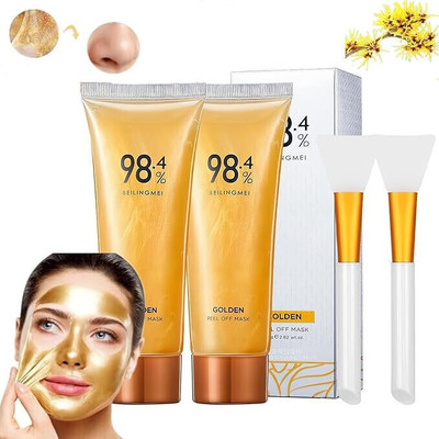 wotsriab Gold Foil Tear-Off Mask for Skin Moisturizing and Deeply Cleans (2PCS)(200 g)
