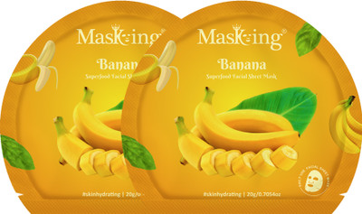 MasKing Superfood Banana facial sheet mask for glowing Skin and Hydrating, Pack of 2(40 ml)