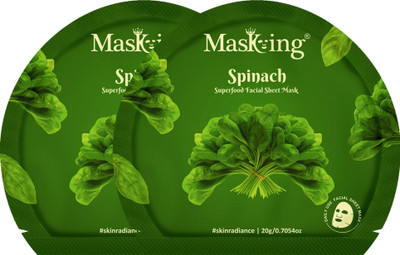 MasKing Superfood Spinach facial sheet mask for glowing Skin and Hydrating, Pack of 2(40 ml)