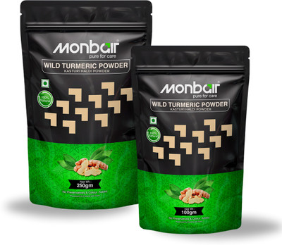 MONBAIR Wild Turmeric Powder|Kasturi Manjal|Kasturi Haldi|Combo Pack 100 g + 250 Grams(350 g)