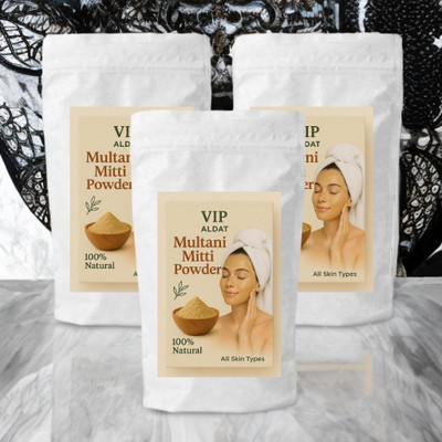 VIP ALDAT Glow Aura Multani Mitti 3 Pack – Herbal Ubtan Mix for Skin Brightness(450 g)