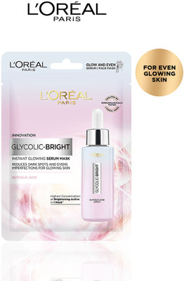 L'Oréal Paris Glycolic Bright Glowing Serum Sheet Mask | Glycolic Acid Face Mask, 22g(22 g)