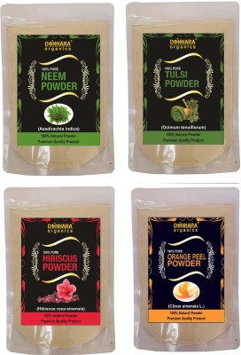 Donnara Organics Neem Powder,Tulsi Powder, Hibiscus powder & Orange Peel powder(600 g)