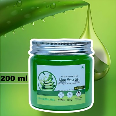 Glamezone Pure Aloe Vera Skin Gel for Face & Hair | Hydrating, Moisturizing, Soothing Skin(200 ml)