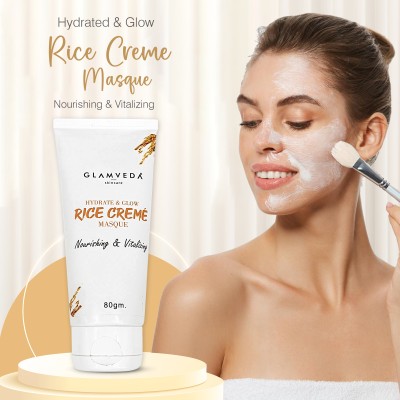 GLAMVEDA Hydrate & Glow Rice Creme Masque|Face Pack For Glowing ,Brightening & Hydrating(80 g)