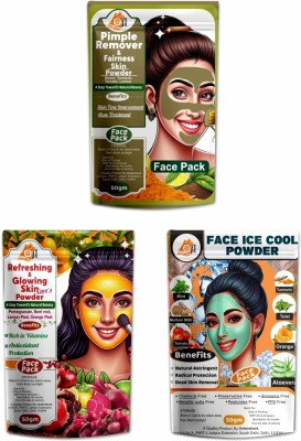 Ordershock Pimple Fairness, Refreshing & Face Ice Cool Powder Combo Face Skin Care Powder(150 g)