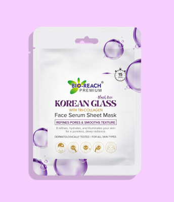 Bio Reach KOREAN GLASS + BLACK RICE FACE SERUM SHEET MASK |REFINES PORES & SMOOTHS TEXTURE(20 ml)