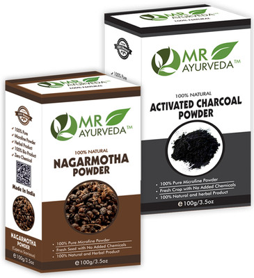 MR Ayurveda Nagarmotha Powder & Activated Charcoal Powder - Set of 2(200 g)