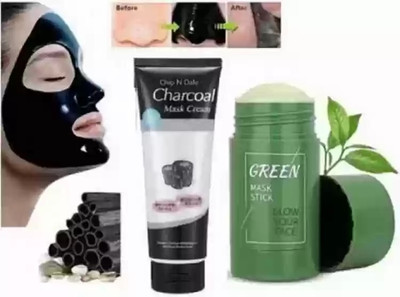 HUZURLU Green Tea Purifying Clay Stick mask & Activated Charcoal Peel Off Face Mask(170 ml)