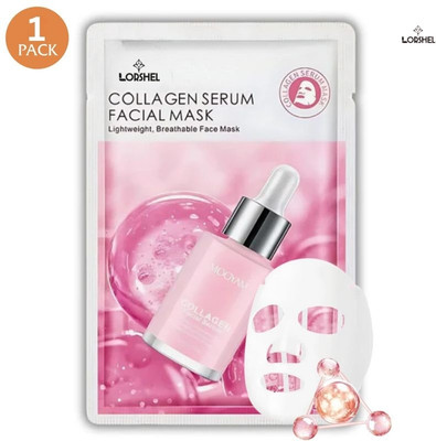 LORSHEL Collagen Sheet Mask Collagen Face Sheet Mask Texture Tone Benefits(25 ml)