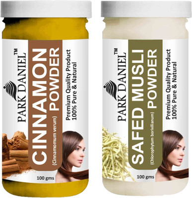 PARK DANIEL Premium Cinnamon Powder & Safed Musli Powder Combo Pack of 2 Bottles of 100 gm (200 gm )(200 g)
