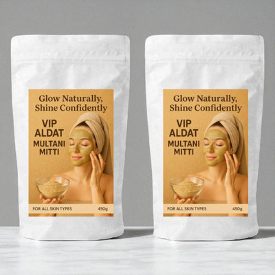 VIP ALDAT Multani Mitti Natural Herbal Glow Radiance Brightness Skin Detox Pack 2 (2×450g)(900 g)