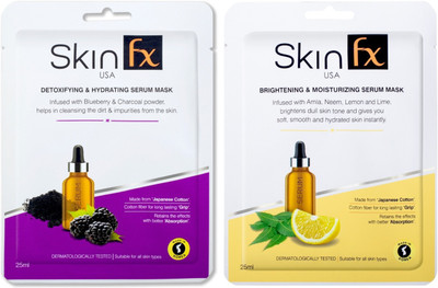 Skin FX Face sheet mask for glowing brightening deep cleansing skin serum mask(50 ml)
