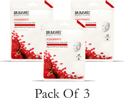 DR.RASHEL POMEGRANATE SHEET MASK WITH SERUM MOISTURIZE & BRIGHTENS THE SKIN (PACK OF 3)(60 g)