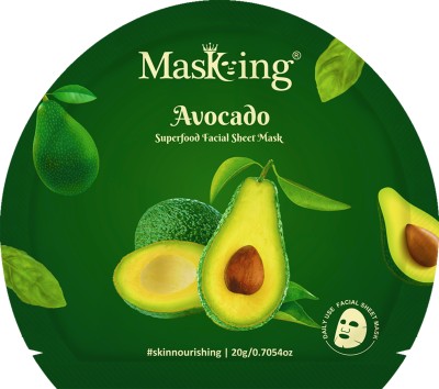 MasKing Superfood Avocado Sheet Mask for Skin glowing, hydrating for Women (Pack 01)(20 ml)