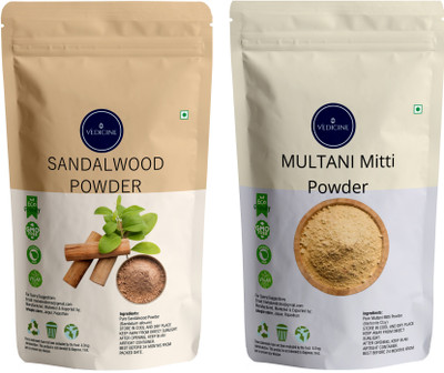 VEDICINE Multani Mitti (Fuller's Earth) Sandalwood Powder (Chandan) for Face and Skin(150 g)