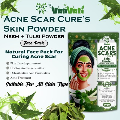 Vanvati Clear Skin Tulsi & Neem Powder 50g Acne Scar Cure Rose Water(50 g)