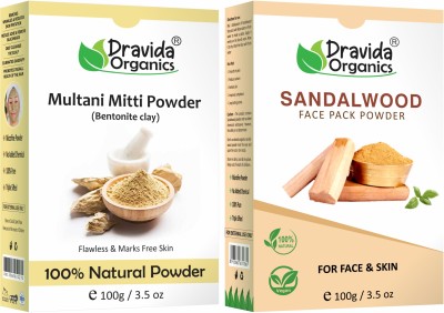 Dravida Organics Multani Mitti & Sandalwood Face Pack Powder Combo Set(200 g)