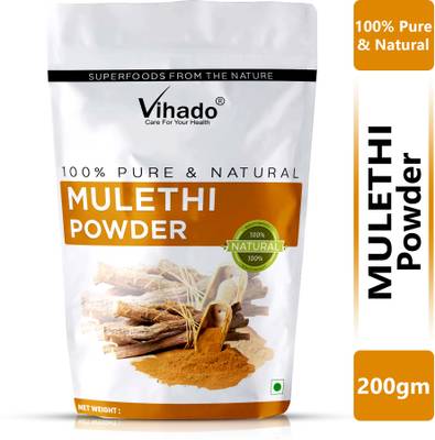 Vihado Naturals Pure & Natural Mulethi Powder For Skin Whitening Licorice Powder For Body, Skin, and Hair, Export Quality 200g (Pack of 1)