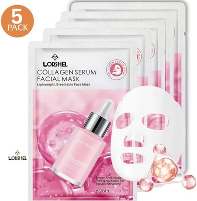LORSHEL Collagen Face Mask Facial Sheet Mask for Women with Skin Firmness and Elasticity(125 ml)