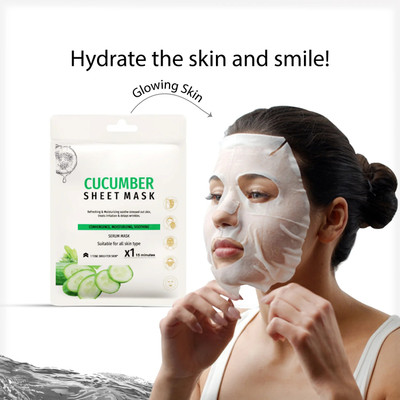 ADJD Refreshing Cucumber Face Sheet Mask With Serum For Women and Men(20 g)
