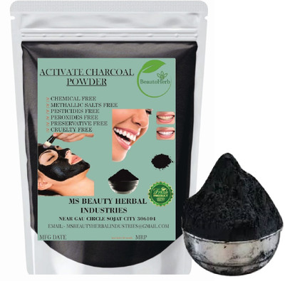 Beautoherb Glow Charcoal Powder for face pack for skin(400 g)