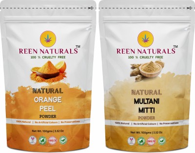 reen naturals Orange Peel And Multani Mitti Powder For Skin Brightening Combo Pack 100gms Each(200 g)