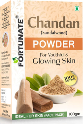 FORTUNATE Sandalwood Powder | Enriched with Chandan Powder for Glowing Skin & Tan Removal(100 g)