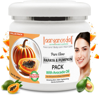 Aryanveda Pure Glow Papaya Pumpkin Face Pack with Avocado Oil Control & Deep Clensing(400 g)