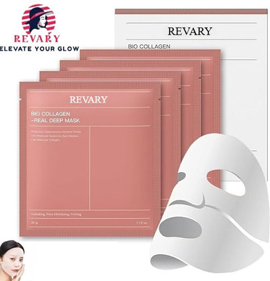 revary 4 PACK Bio-Collagen Mask For Hydrating Overnight Hydrogel Mask(136 g)