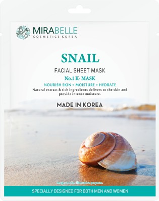 Mirabelle Snail Facial Sheet Mask for Revitalizing, fade Dark spots - Made In Korea(25 ml)