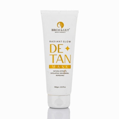 Birch and Lily Radiant Glow De Tan Mask | Reduces Tan, Brightens Complexion, Removes Impurities(100 g)