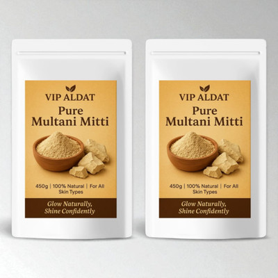 VIP ALDAT Multani Mitti Glow Platinum Aura Herbal Premium Radiance Pack 2 (2×450g)(900 g)