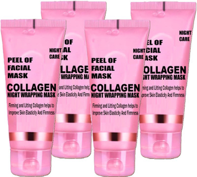 DONNARA organics Collagen Overnight Wrapping Peel Off Facial Mask for Skin 100ML Pack of 4(400 ml)