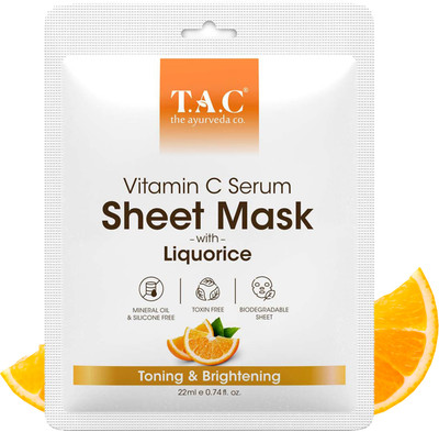 TAC - The Ayurveda Co. Vitamin C Sheet Mask with Orange and Grapefruit, for Instant Hydration & Glow(22 ml)