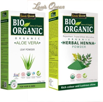 LOUIS QUEEN Pure HERBAL HEENA 250gm & Aloe Vera 250gm Powder (Face/Hair/Skin) Pack Of 2(500 g)