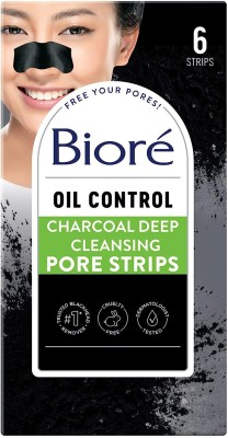 Biore Deep Cleansing Charcoal Pore Strips for Nose, 6 Count(18 g)